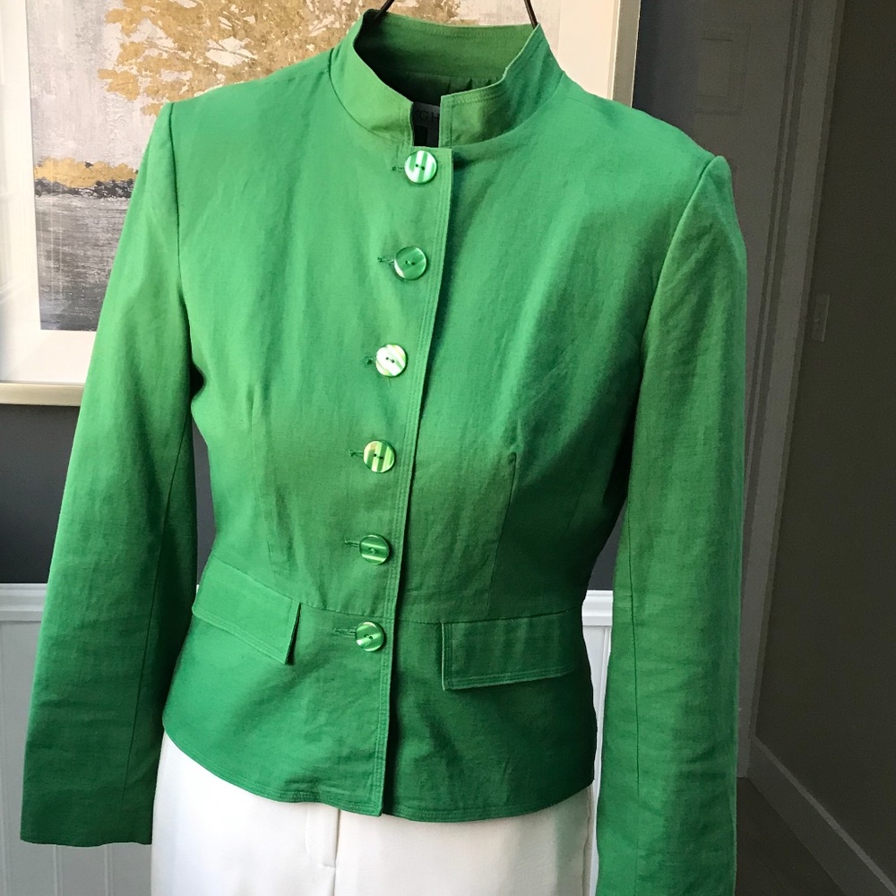 Green Linen Blend Jacket Sz 8